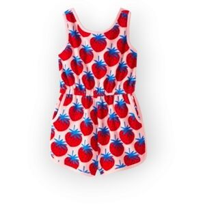Hanna‎ Andersson Strawberry Print Loop Terry Romper Size 8